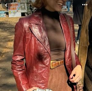 Vintage Burgundy Leather Trench Coat